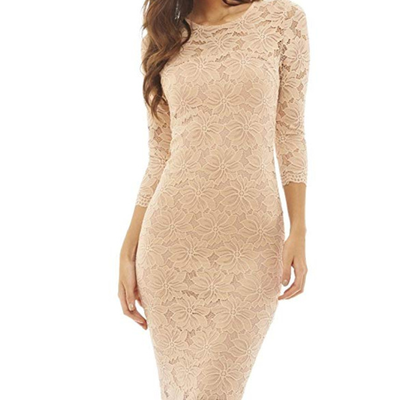 short sleeve lace bodycon dress